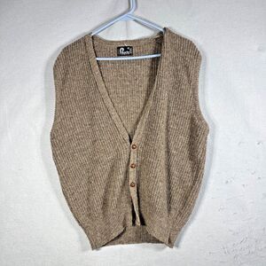 Panache Mens XL Brown Wool Button Vest Vintage
